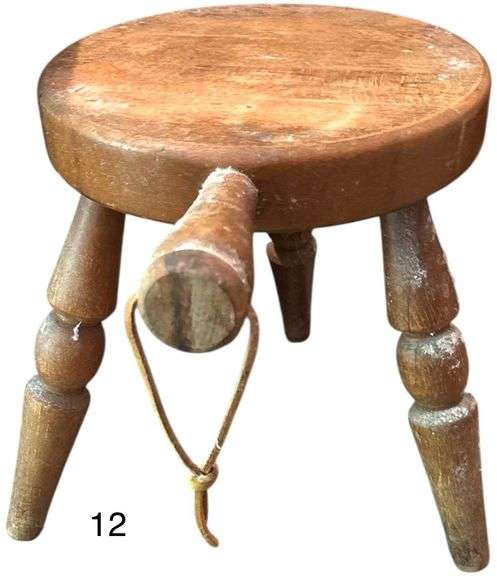 VINTAGE WOODEN 3-LEG MILKING STOOL image