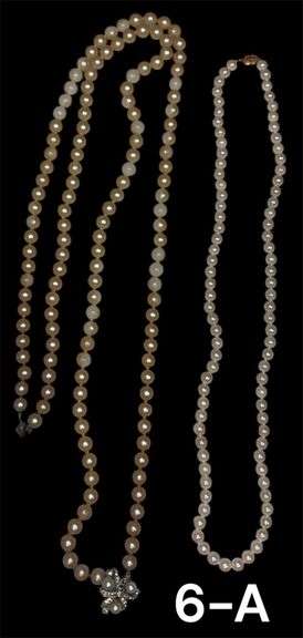 PEARL TYPE NECKLACE W/ 14K GOLD CLASP, EXTRA LONG GLASS PEARL NECKLACE image