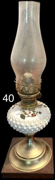 VINTAGE FLORAL PAINTED OIL LAMP image