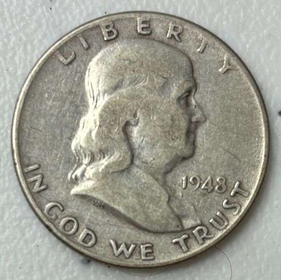 U.S. SILVER BEN FRANKLIN HALF DOLLAR 1948 image