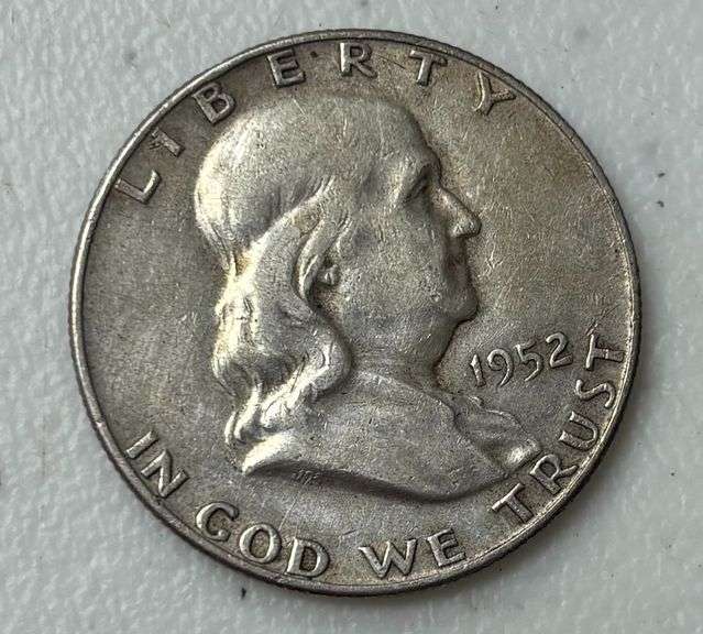 1952 U.S. BENJAMIN FRANKLIN SILVER HALF DOLLAR image