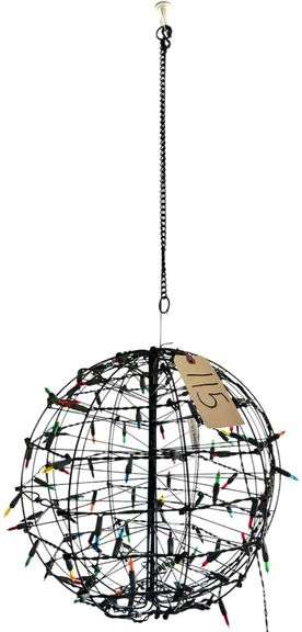 HANGING WIRE SPHERE W/ MULTICOLORED CHRISTMAS LIGHTS image