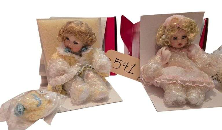 2 MARIE OSMOND PORCELAIN TINY TOT DOLLS: “ALL TOILED UP”, “CHENILLE” image