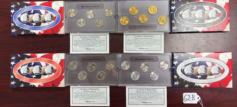 2000 STATE QUARTER COLLECTION, GOLD, PLATINUM, DENVER MINT AND PHILADELPHIA MINT - ALL WITH COAS image