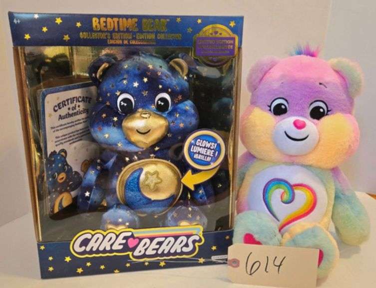 2 CARE BEARS - 'BEDTIME BEAR' GLOWS IN DARK COLLECTORS EDITION W/ COA, 'LOVE-A-LOT' image