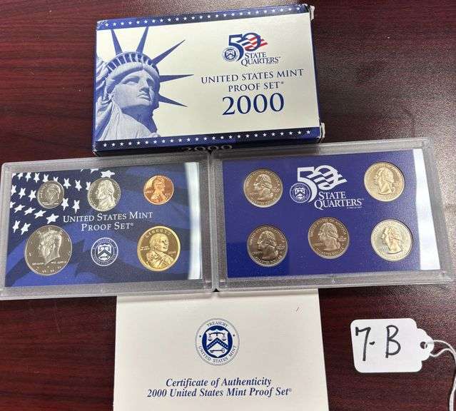 UNITED STATES MINT PROOF SET, STATE QUARTERS PROOF SET, 2000, IN BOX W/ COA image