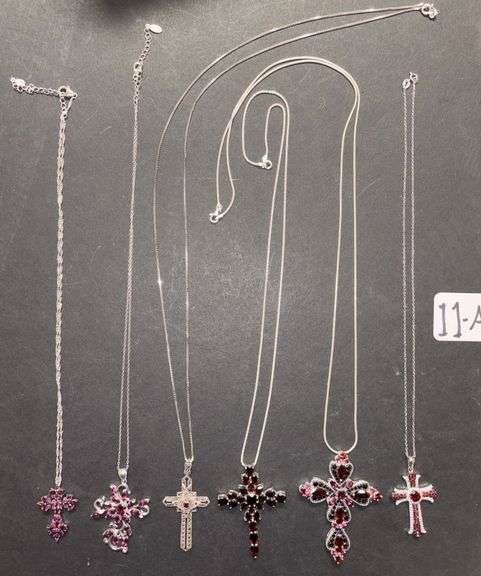 6 STERLING SILVER 925 NECKLACES & PENDANTS - 68.53 GRAMS, 2.2 TROY OZ INCLUDING STONES image