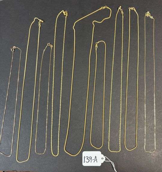 9 ASSORTED 925 STERLING SILVER NECKLACES W/ GOLD OVERLAY - .99 TROY OZ, 30.97 GRAMS OF SILVER image