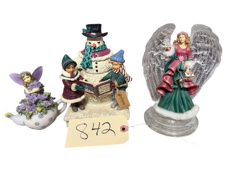 THE FAIRY COLLECTION: THE TEAPOT FAIRY #4E/3674, JIM SHORE "SING WITH JOY TO THE WORLD", BRADFORD EXCHANGE "CRYSTAL CHRISTMAS BLESSINGS" #A7787 image