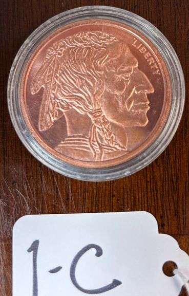 1 OZ .999 FINE COPPER INDIAN HEAD/BUFFALO ROUND, GOLDEN STATE MINT image