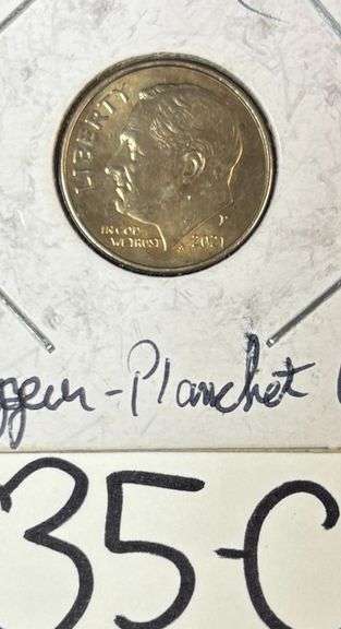 2021-P ERROR ROOSEVELT DIME "COPPER PLANCHET", NICE DETAILS image