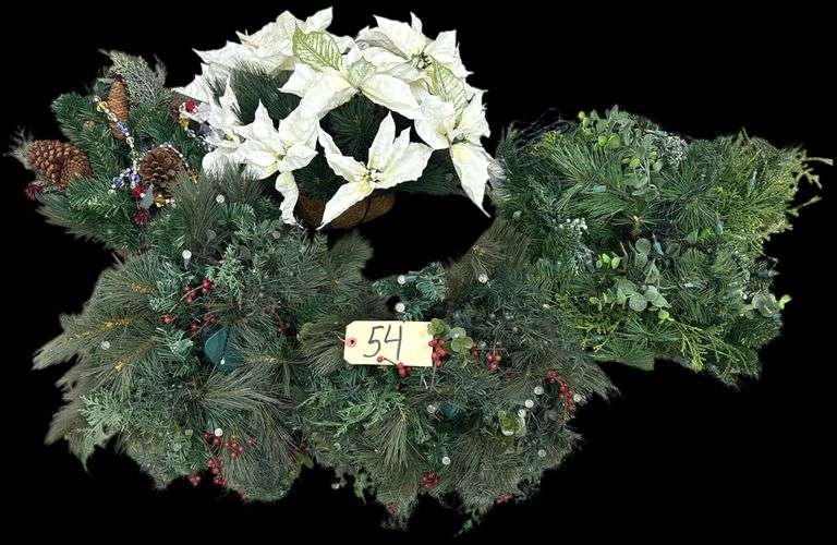 5 HANGING DECORATIVE PORCH BASKETS WITH BATTERY OPERATED LIGHTS image