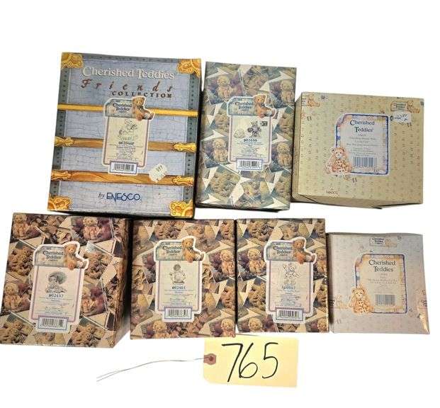 7 ENESCO CHERISHED TEDDIES FIGURINES: “ADVENTURE IS JUST AROUND THE CORNER”, “ONE SMALL STEP FOR LOVE, ONE LARGE STEP FOR FRIENDSHIP”, “FRIENDSHIP BLOOMS WITH LOVE AND CARE”, “MY HEART WISHES FOR YOU” “YOU’RE MY SHELTER FROM THE STORM”, “YOU HAVE SUCH WONDERFUL GRACE”, “LET’S GO TO THE HOP” image
