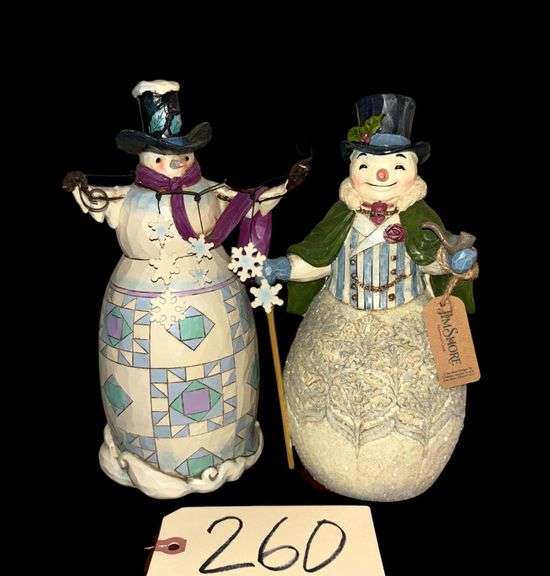 2 JIM SHORE SNOWMAN FIGURINES: "DAPPER DECEMBER", "FESTIVE AND FROSTY" image