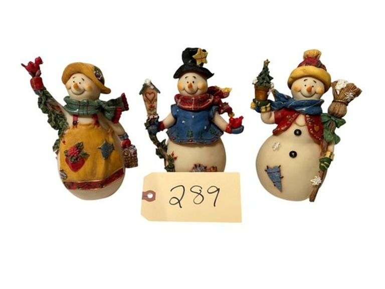 3 SNOWMEN FIGURINES, UNMARKED image