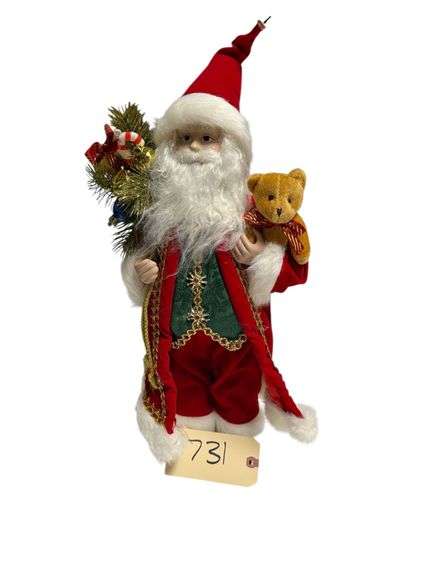 VALERIE PARR HILL SANTA WITH TEDDY, NEW IN BOX image