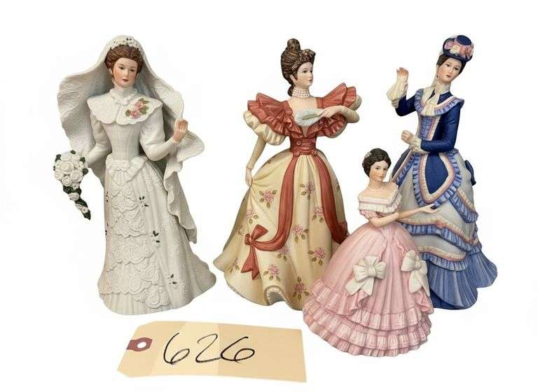 FOUR LENOX PORCELAIN FIGURINES - TALLEST APP. 8 INCHES (SECOND SHELF DOWN IN GOLD CURIO CABINET) image