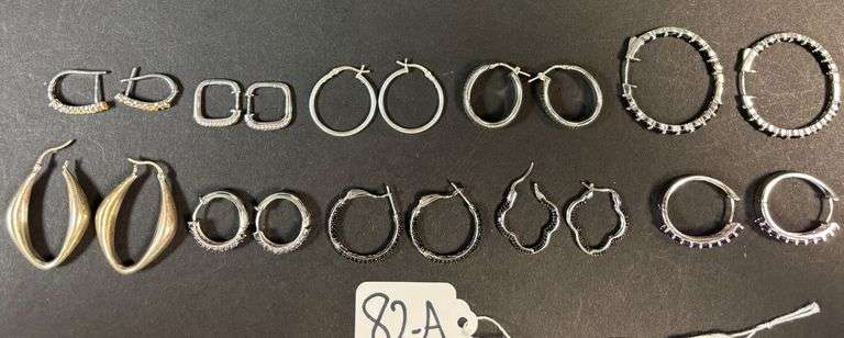 10 PAIRS OF STERLING 925 EARRINGS, SOME WITH VARIOUS STONES - 2.07 TROY OZ, 64.39 GRAMS image