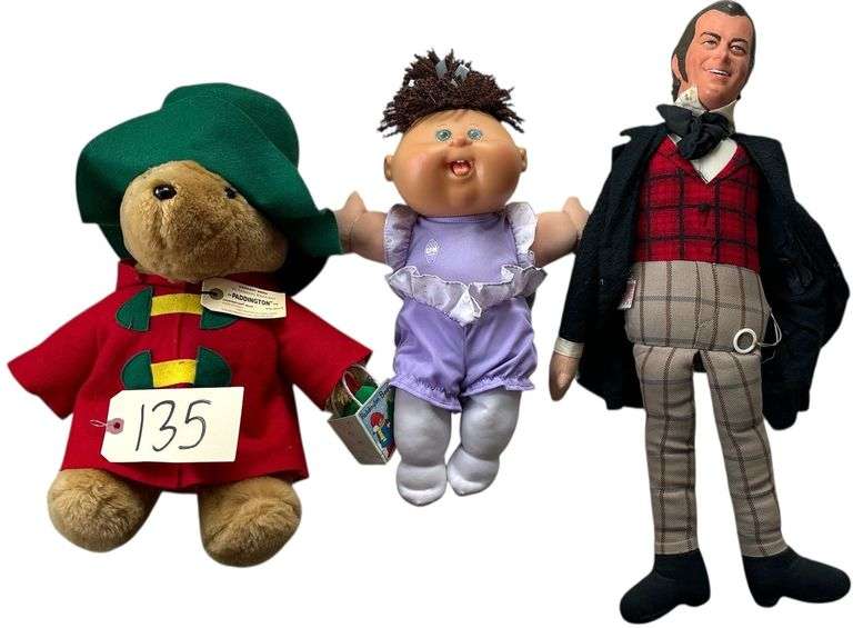 LOT OF 3: PADDINGTON, CABBAGE PATCH, DR. DOOLITTLE (HAS PULLSTRING BUT DOESN'T WORK RIGHT) image