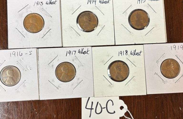 UNITED STATES LINCOLN WHEAT PENNIES, CONSECUTIVE YEARS 1913-1919 image