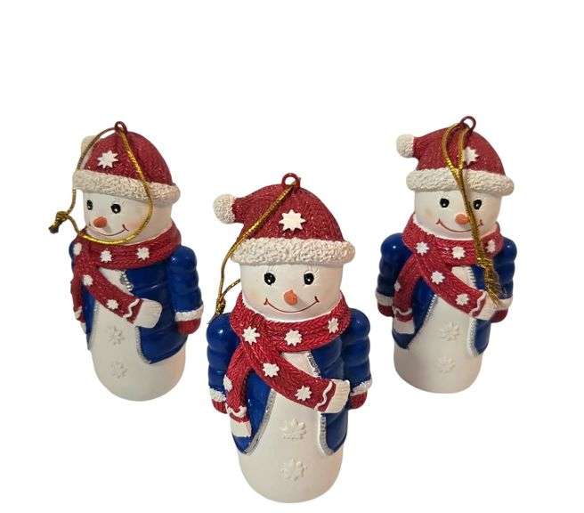 3 USA PATRIOTIC SNOWMAN ORNAMENTS image