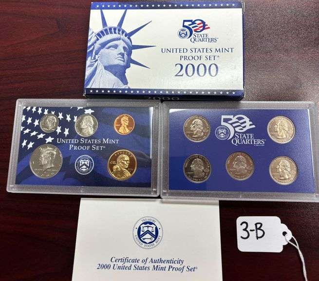 UNITED STATES MINT PROOF SET, STATE QUARTERS PROOF SET, 2000, IN BOX W/ COA image