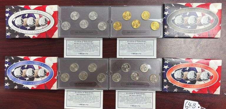 2002 STATE QUARTER COLLECTION, GOLD, PLATINUM, DENVER MINT AND PHILADELPHIA MINT - ALL WITH COAS image