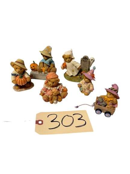 LOT OF 6 CHERISHED TEDDY HALLOWEEN/FALL FIGURINES image