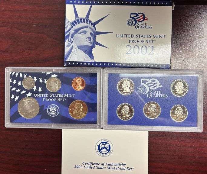 UNITED STATES MINT PROOF SET, STATE QUARTERS PROOF SET, 2002, IN BOX W/ COA image
