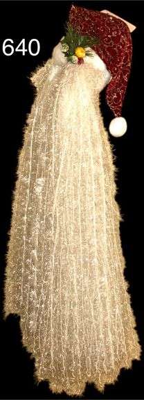 HANGING SANTA WITH LONG FLUFFY BEARD - OVER 30 INCHES LONG TOTAL image