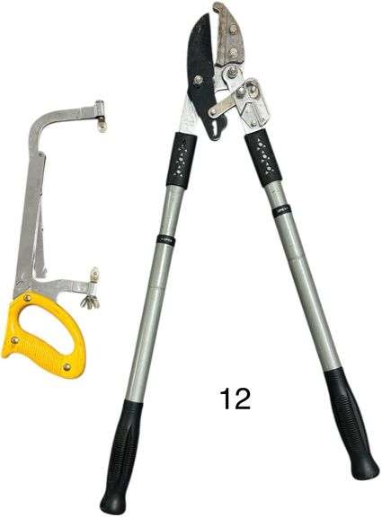 PAIR OF ADJUSTABLE/TELESCOPING LOPPERS, ADJUSTABLE HANDSAW (NO BLADE) image