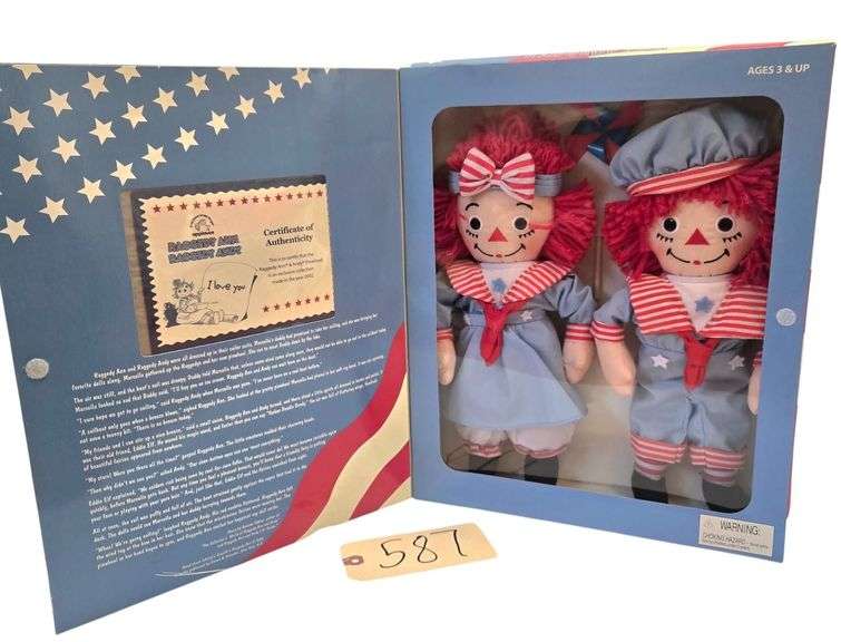 RAGGEDY ANNE & ANDY PLUSH DOLLS APPROX. 11.5” BY EVERYONE LOVES APPLAUSE image