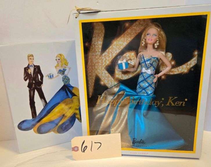 "HAPPY BIRTHDAY KEN" BARBIE DOLL SET NEW IN BOX W/ PRINT CUSTOM ARTWORK image