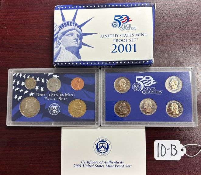 UNITED STATES MINT PROOF SET, STATE QUARTERS PROOF SET, 2001, IN BOX W/ COA image