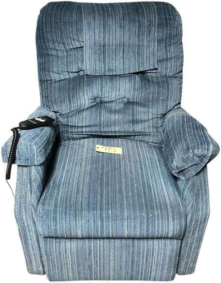 BLUE UPHOLSTERED LIFT CHAIR WITH REMOTE - WORKING image