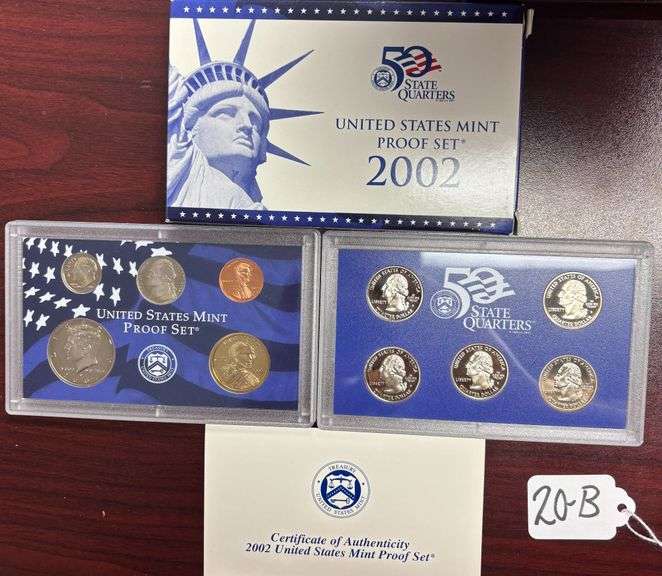 UNITED STATES MINT PROOF SET, STATE QUARTERS PROOF SET, 2002, IN BOX W/ COA image