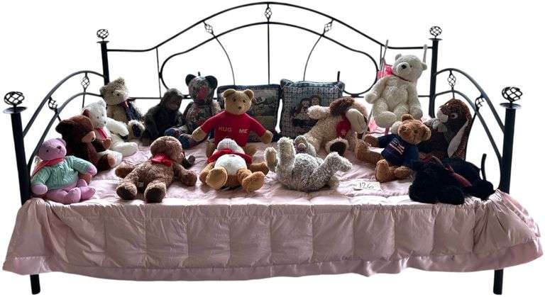 DAYBED FRAME WITH DECORATIVE FINIALS - CONTENTS SHOWN ON TOP NOT INCLUDED image