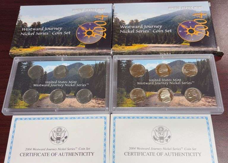 2004 UNITED STATES MINT "WESTWARD JOURNEY" NICKEL SERIES COIN SET, BUYING 2 SETS IN BOX WITH COAS image