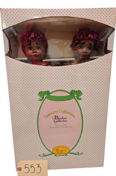 PAIR OF PARADISE GALLERIES PORCELAIN CLOWN DOLLS APPROX. 23” EACH image