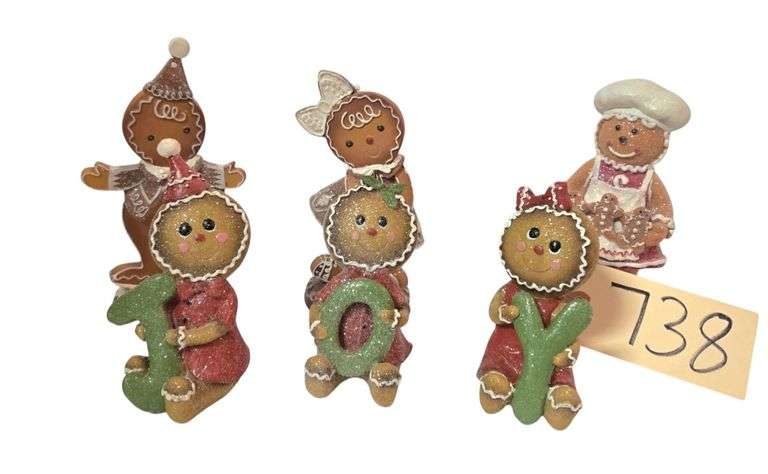 6 GINGERBREAD MAN FIGURINES - 3 APPROX. 8”, 3 APPROX. 6” image