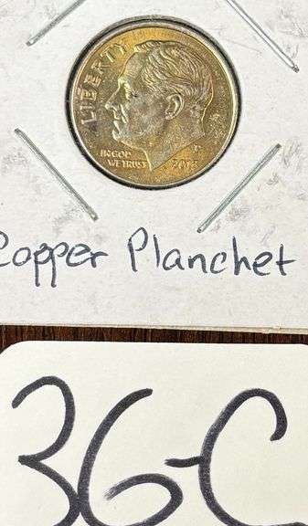 2013-P ERROR ROOSEVELT DIME, "COPPER PLANCHET", NICE DETAILS image