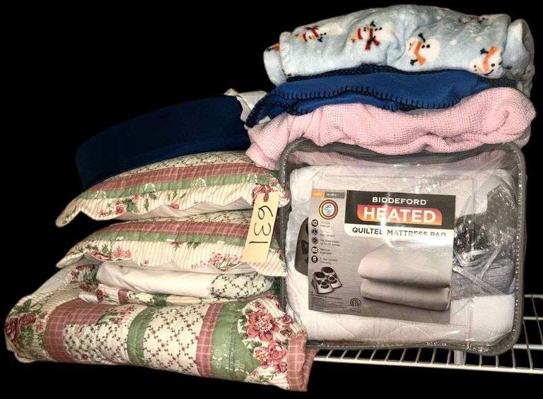 CLOSET LOT OF BEDDING, PILLOWS, ETC. image