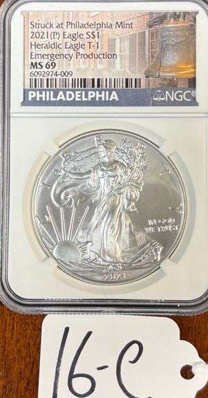 2021 U.S. 1 OZ FINE SILVER DOLLAR WALKING LIBERTY COIN, PHILADELPHIA MINT, NGC GRADED MS-69, IN HARD CASE image