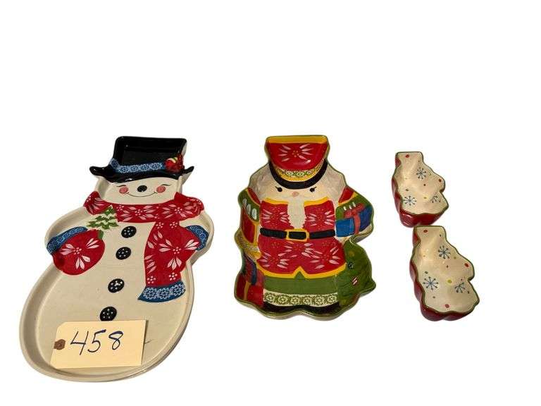 TEMP-TATIONS WINTER WHIMSY: LARGE SNOWMAN PLATTER, 2 QT NUTCRACKER DISH, 2 SNOWMAN 8 OUNCE DISHES image