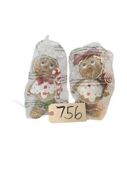 2 GINGERBREAD FIGURINES IN ORIGINAL PACKAGING image