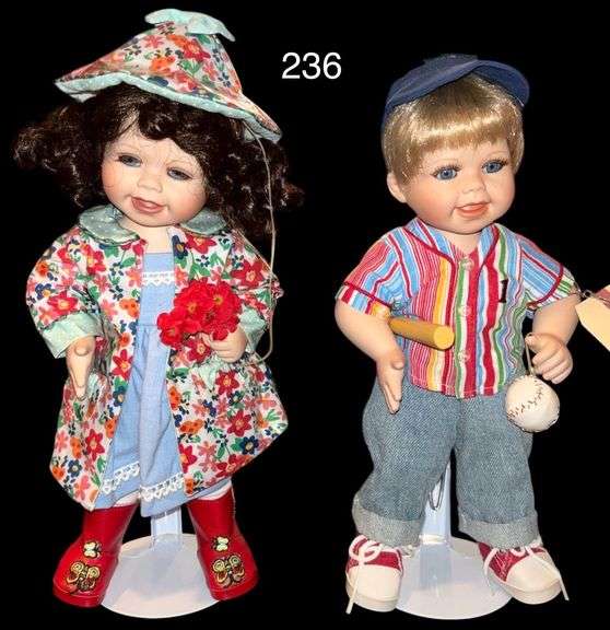 2005 MARIE OSMOND BASEBALL BOY DOLL - WITH BALL AND BAT (512 OUT OF 1500) 12 IN - MARIE OSMOND #512 GIRL DOLL WITH RAIN OUTFIT image