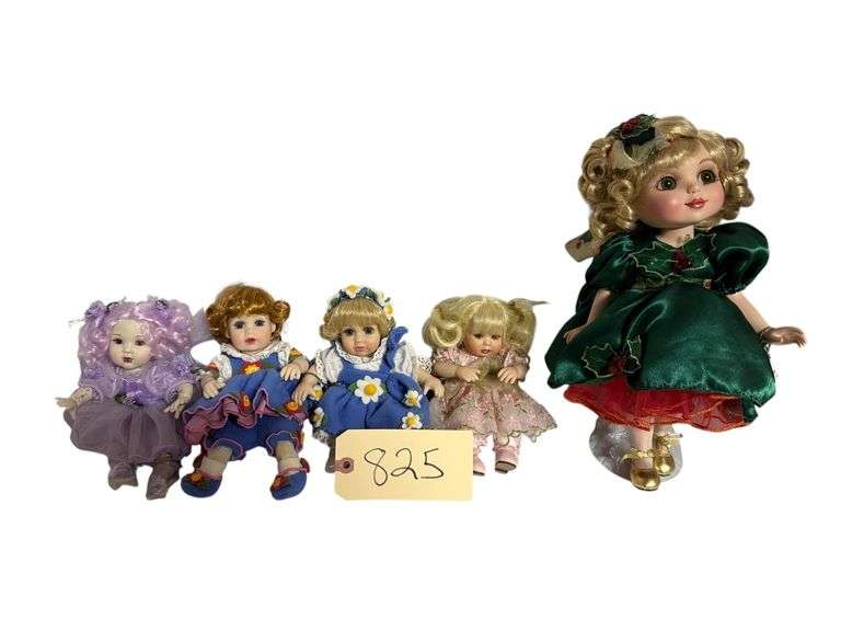 5 MARIE OSMOND DOLLS: SABRINA FAIRY TOT, 2 BABIES ABLOOM, GIRL PINK FLOWER DRESS, ADORA THE SEASON 12 INCH PORCELAIN image