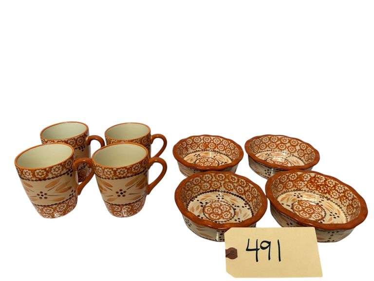 TEMP-TATIONS OLD WORLD SET OF 4 - 11 OUNCE MUGS, 4 - 8 INCH BAKING DISHES image