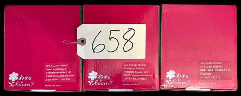 THREE MARIE OSMOND BABIES A BLOOM TINY TOTS (NEW IN BOX): SWEET PEA BLOSSOM, BUTTER PILLAR BLOSSOM, SLUGGER BLOSSOM image