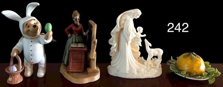 LOT OF COLLECTIBLE ITEMS: WINNIE THE POOH FIGURINE, VINTAGE 'GENTLE LOVE': MOTHER, BABY, FAWN 'ROMAN' 1996 - 5 INCHES image